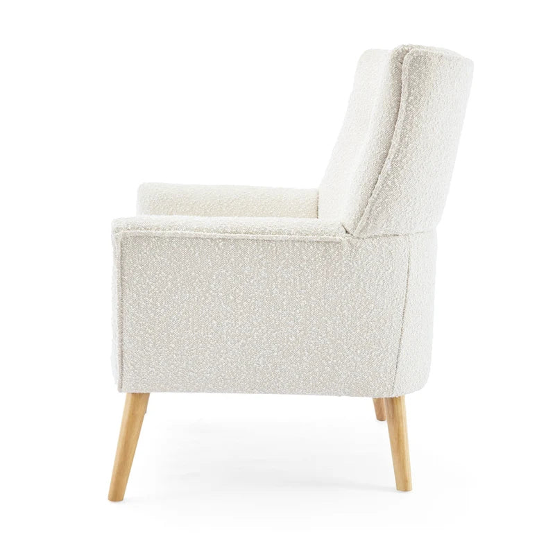 Almond Boucle Tufted Back Accent Chair by