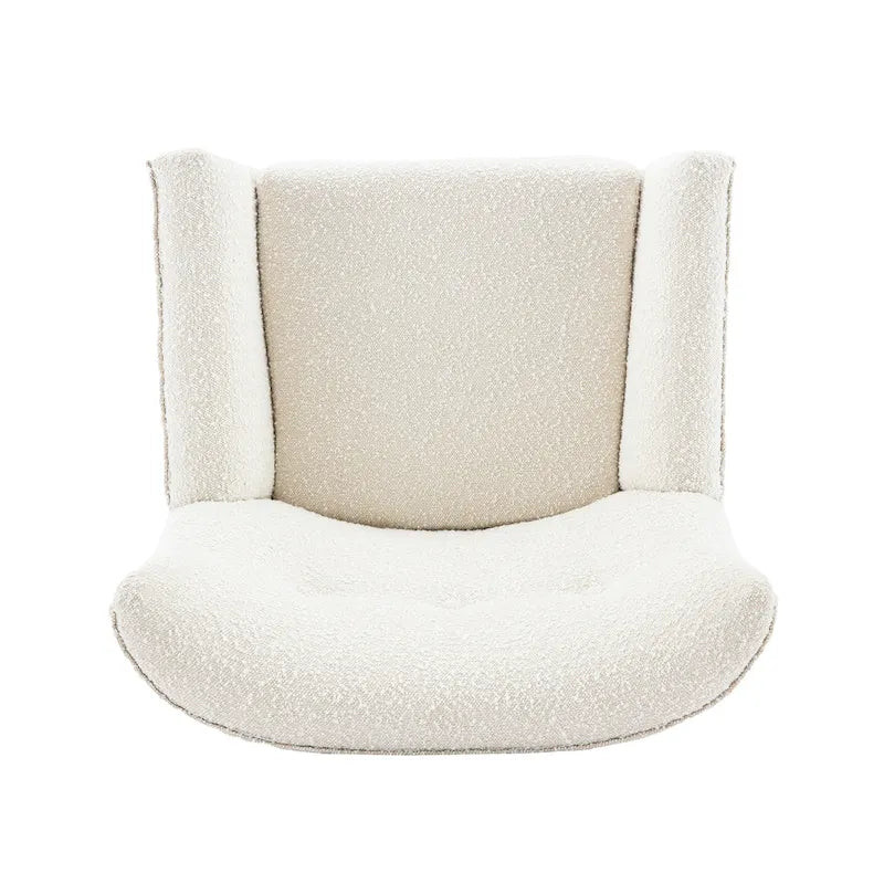 Almond Boucle Tufted Back Accent Chair by