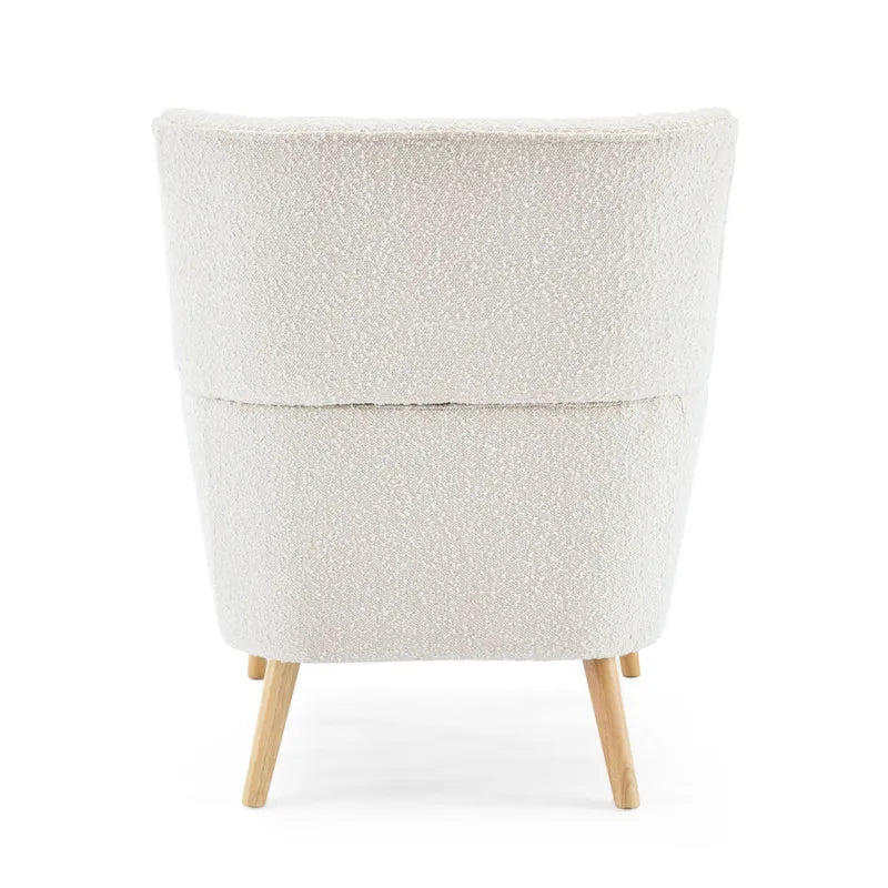 Almond Boucle Tufted Back Accent Chair by