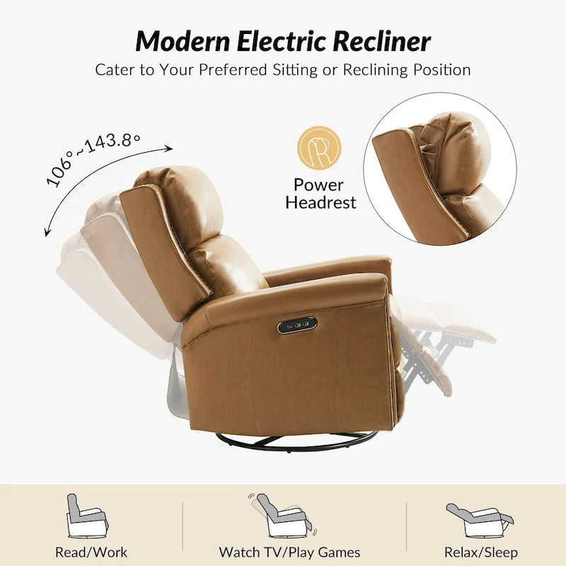 Tobias Traditional Swivel And Rocker Power Recliner Set of 2 by HULALA HOME