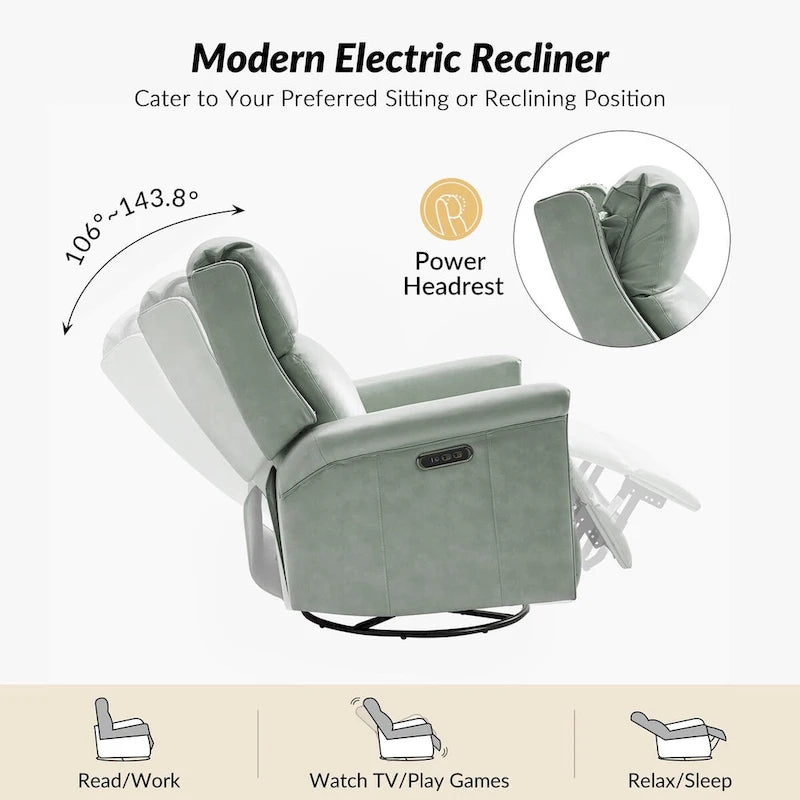 Tobias Traditional Swivel And Rocker Power Recliner Set of 2 by HULALA HOME