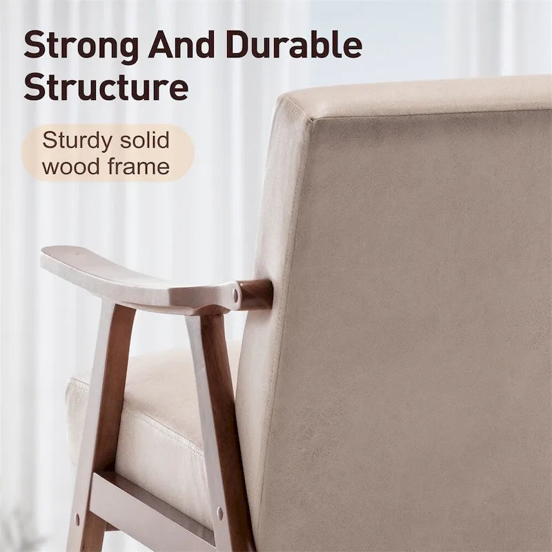 Mid-Century Modern Chair,Living Room Chair with Solid Wood Frame