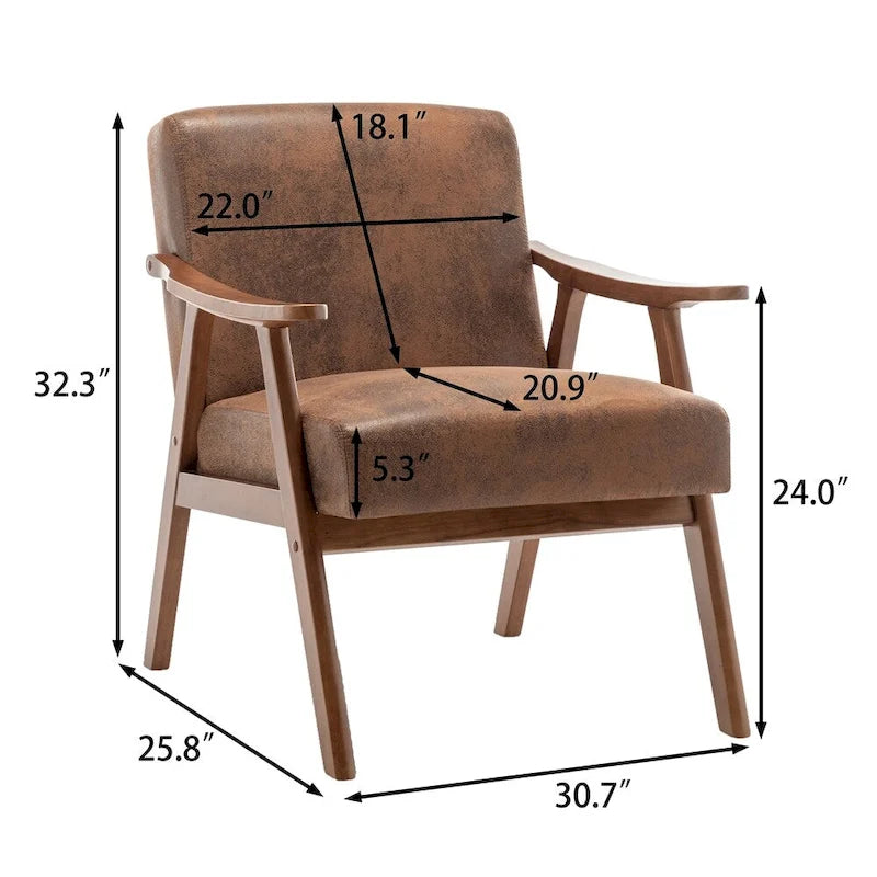 Mid-Century Modern Chair,Living Room Chair with Solid Wood Frame