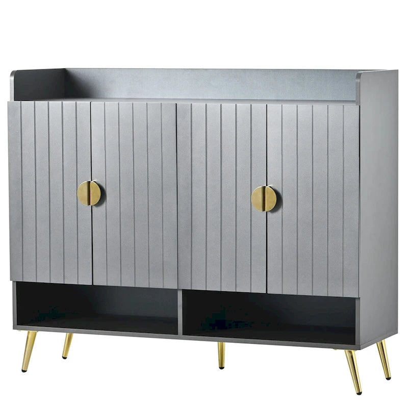 Shoe Cabinet with Doors, 11-Tier Shoe Storage Cabinet with Adjustable Shelves, Modern Wooden Shoes Shoe Storage Organizer