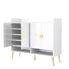 Shoe Cabinet with Doors, 11-Tier Shoe Storage Cabinet with Adjustable Shelves, Modern Wooden Shoes Shoe Storage Organizer