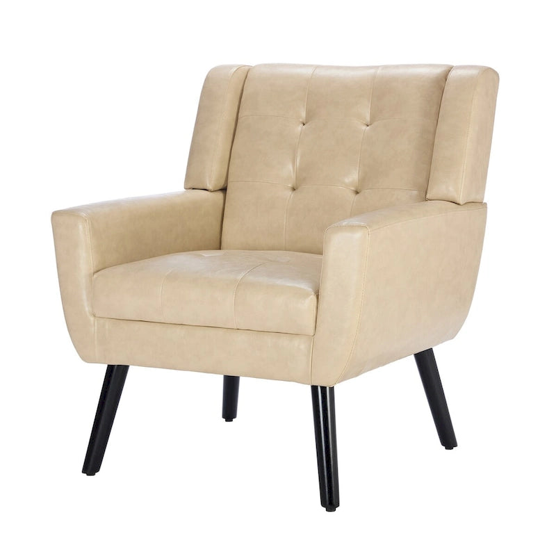 Modern Soft Leather Material Ergonomics Accent Chair Living Room Chair Bedroom Chair Home Chair With Black Legs For Indoor Home