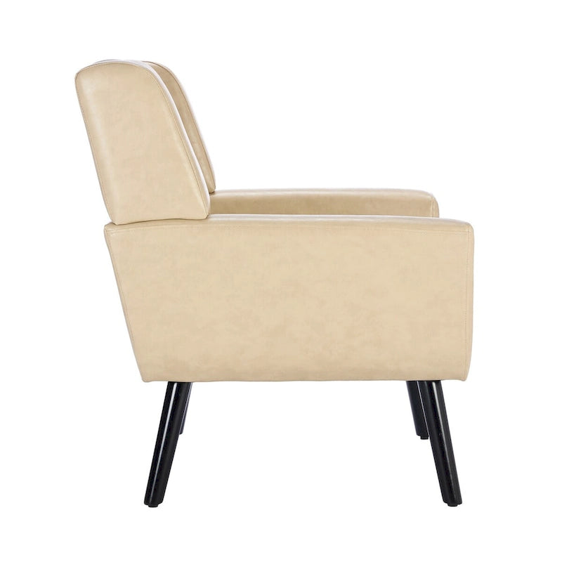 Modern Soft Leather Material Ergonomics Accent Chair Living Room Chair Bedroom Chair Home Chair With Black Legs For Indoor Home