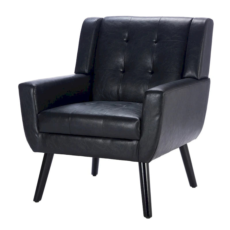 Modern Soft Leather Material Ergonomics Accent Chair Living Room Chair Bedroom Chair Home Chair With Black Legs For Indoor Home
