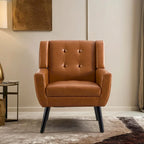 Modern Soft Leather Material Ergonomics Accent Chair Living Room Chair Bedroom Chair Home Chair With Black Legs For Indoor Home