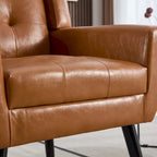 Modern Soft Leather Material Ergonomics Accent Chair Living Room Chair Bedroom Chair Home Chair With Black Legs For Indoor Home