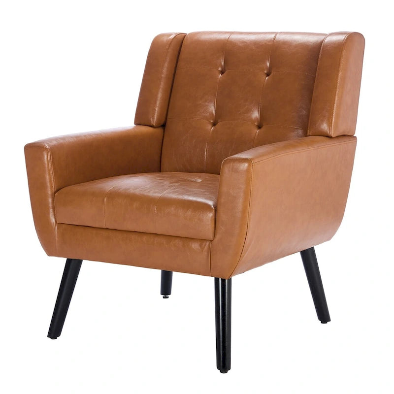 Modern Soft Leather Material Ergonomics Accent Chair Living Room Chair Bedroom Chair Home Chair With Black Legs For Indoor Home