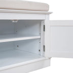 Storage Bench with 4 Doors and Adjustable Shelves, Shoe Bench with Removable Cushion