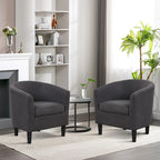 Classic Barrel Accent Chair Upholstered in Soft Polyester Fabric Footrest included