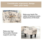 Classic Barrel Accent Chair Upholstered in Soft Polyester Fabric Footrest included