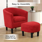 Classic Barrel Accent Chair Upholstered in Soft Polyester Fabric Footrest included