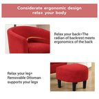 Classic Barrel Accent Chair Upholstered in Soft Polyester Fabric Footrest included