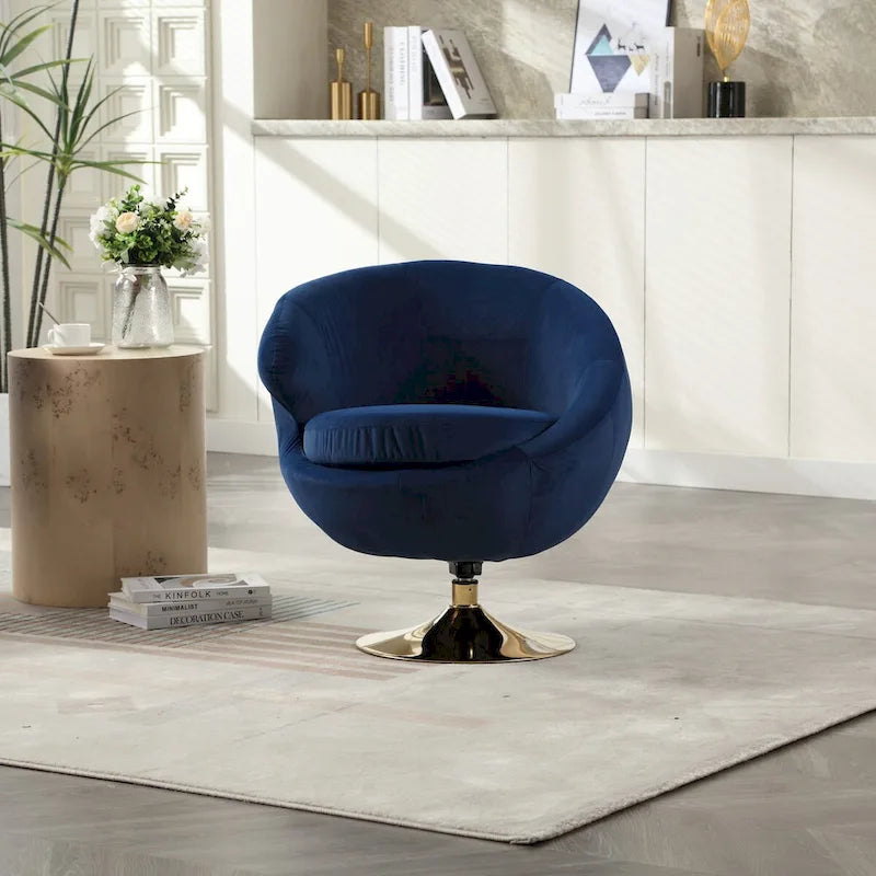 HOMEFUN Velvet 360 Degree Swivel Left Cuddle Barrel Accent Chairs