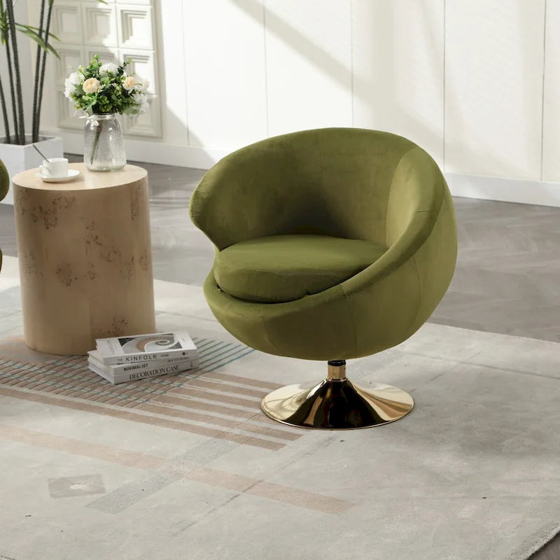 HOMEFUN Velvet 360 Degree Swivel Left Cuddle Barrel Accent Chairs