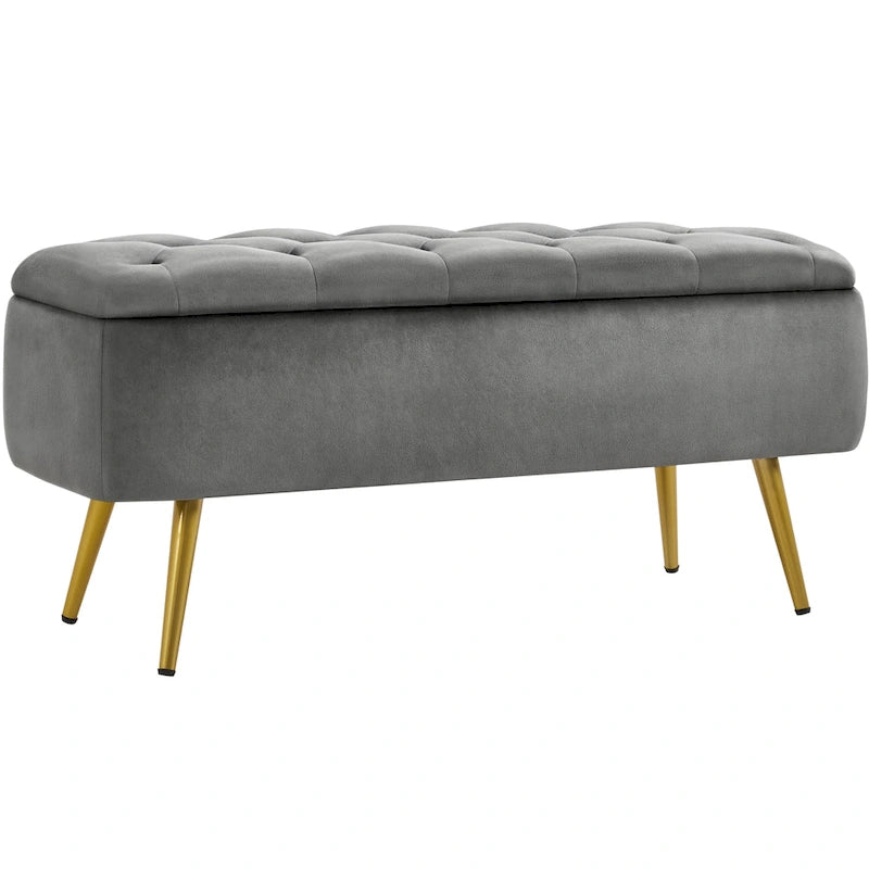 Yaheetech Modern Upholstered Ottoman Footstool Bench with Storage - 42.7 14.6 19 