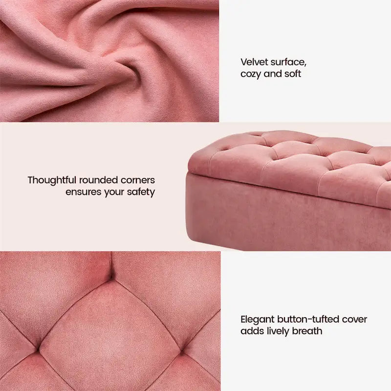 Yaheetech Modern Upholstered Ottoman Footstool Bench with Storage - 42.7 14.6 19