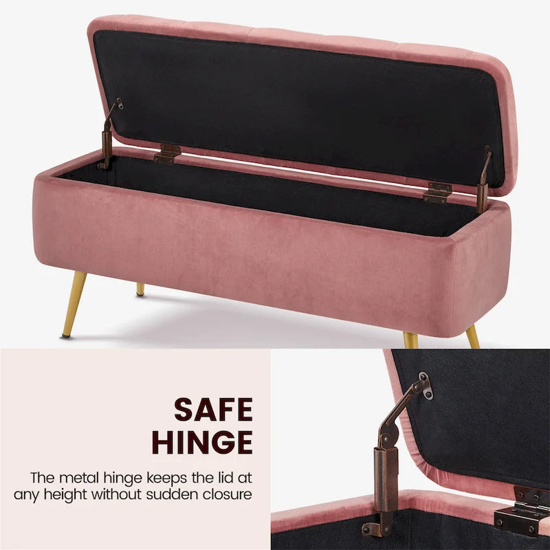 Yaheetech Modern Upholstered Ottoman Footstool Bench with Storage - 42.7 14.6 19