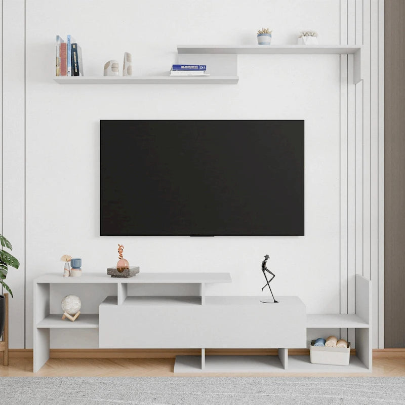 Surrey 60.2  2 Pc 1-Drawer Floating TV Stand Media Console with Open Shelves