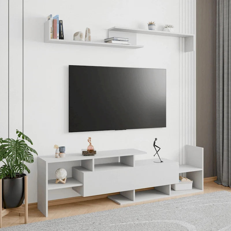 Surrey 60.2  2 Pc 1-Drawer Floating TV Stand Media Console with Open Shelves