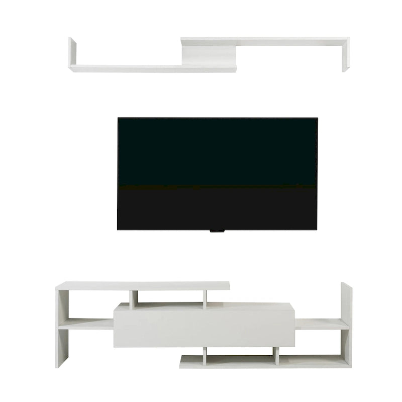 Surrey 60.2  2 Pc 1-Drawer Floating TV Stand Media Console with Open Shelves
