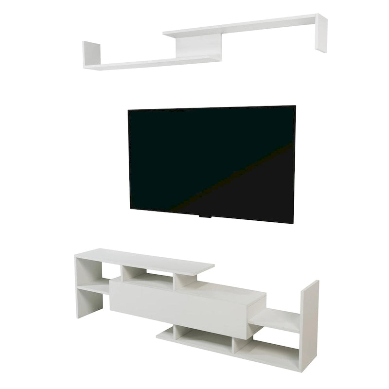 Surrey 60.2  2 Pc 1-Drawer Floating TV Stand Media Console with Open Shelves