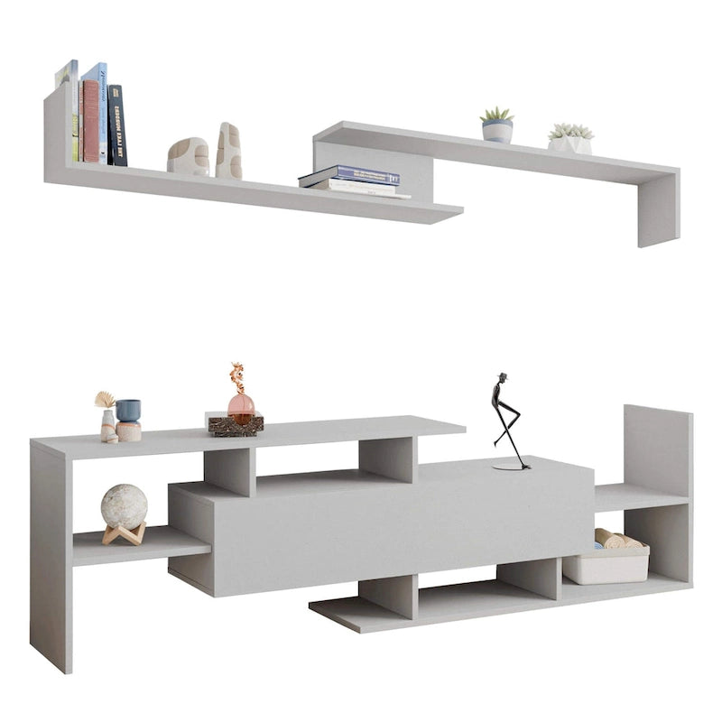 Surrey 60.2  2 Pc 1-Drawer Floating TV Stand Media Console with Open Shelves
