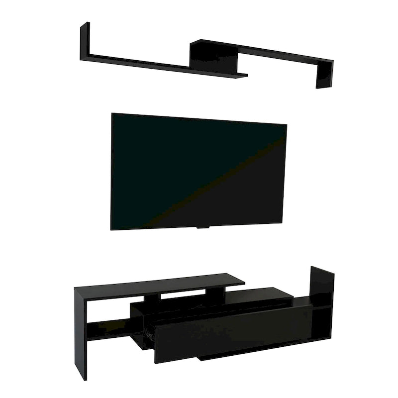 Surrey 60.2  2 Pc 1-Drawer Floating TV Stand Media Console with Open Shelves
