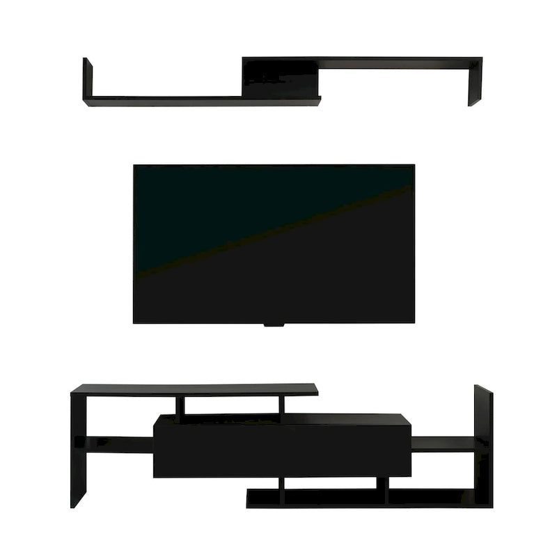 Surrey 60.2  2 Pc 1-Drawer Floating TV Stand Media Console with Open Shelves