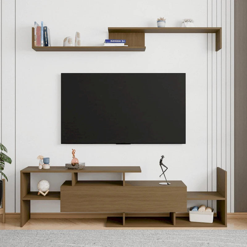 Surrey 60.2  2 Pc 1-Drawer Floating TV Stand Media Console with Open Shelves