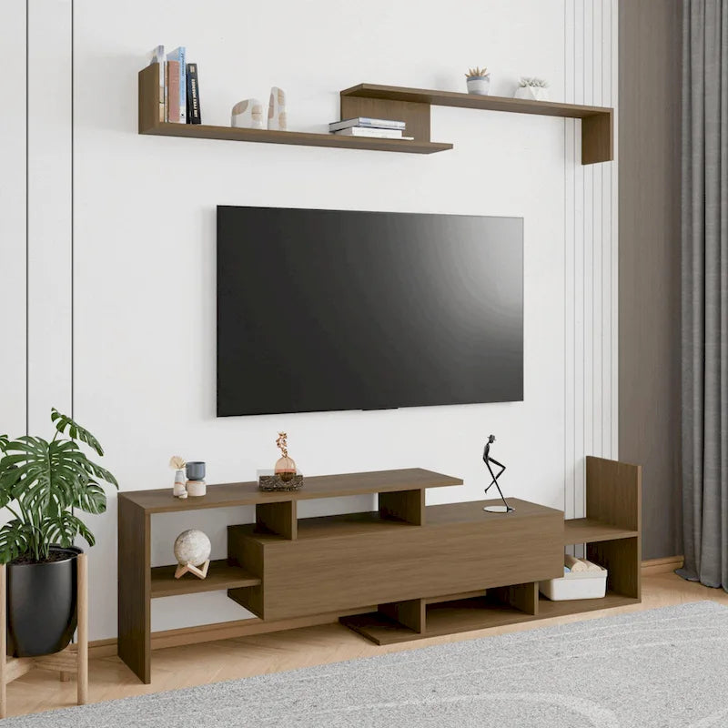 Surrey 60.2  2 Pc 1-Drawer Floating TV Stand Media Console with Open Shelves