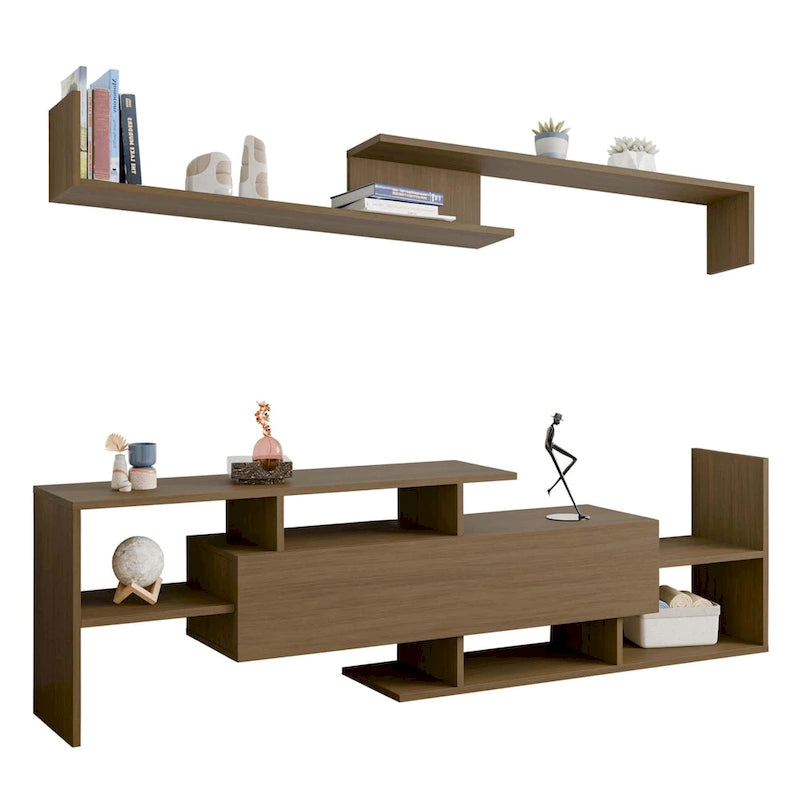Surrey 60.2  2 Pc 1-Drawer Floating TV Stand Media Console with Open Shelves