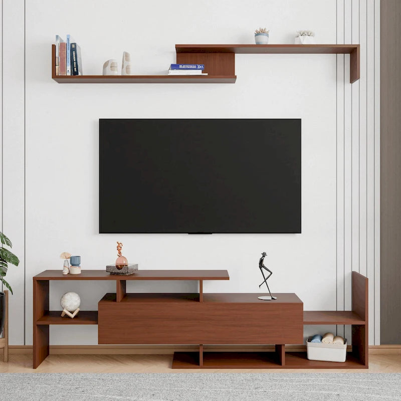 Surrey 60.2  2 Pc 1-Drawer Floating TV Stand Media Console with Open Shelves
