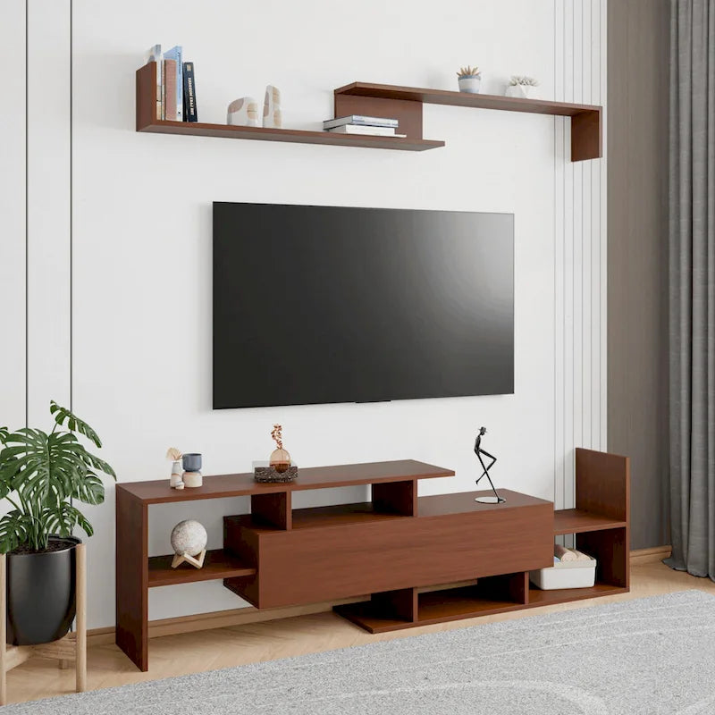 Surrey 60.2  2 Pc 1-Drawer Floating TV Stand Media Console with Open Shelves