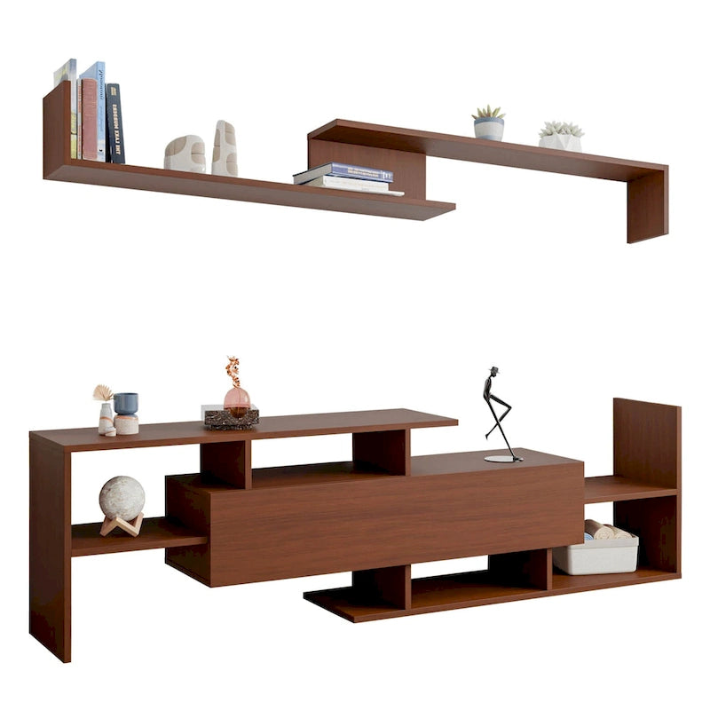Surrey 60.2  2 Pc 1-Drawer Floating TV Stand Media Console with Open Shelves