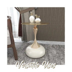 Savoy 18-Inch Round Side Table in Gold Stainless-Steel End Table with a Round Pedestal base