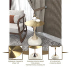 Savoy 18-Inch Round Side Table in Gold Stainless-Steel End Table with a Round Pedestal base