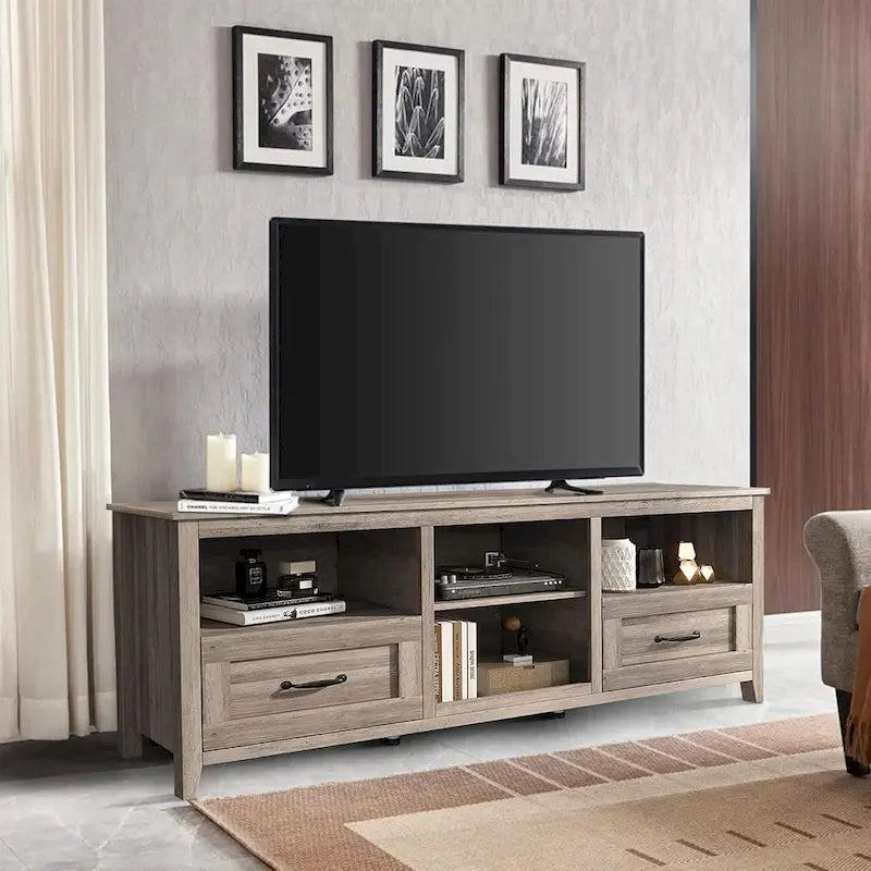 Grey TV Stand with Storage Drawers Cable Management for 65/75 inch TV - M