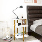 Modern 3 Tier End Table with Marble Tabletop