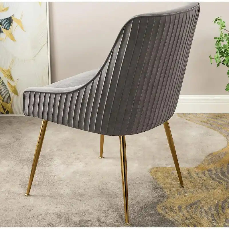 Luxury Velvet Chair with Elegant Scoop Back Design Gold Metal Legs and Soft Upholstery Comfortable Seating