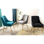 Luxury Velvet Chair with Elegant Scoop Back Design Gold Metal Legs and Soft Upholstery Comfortable Seating