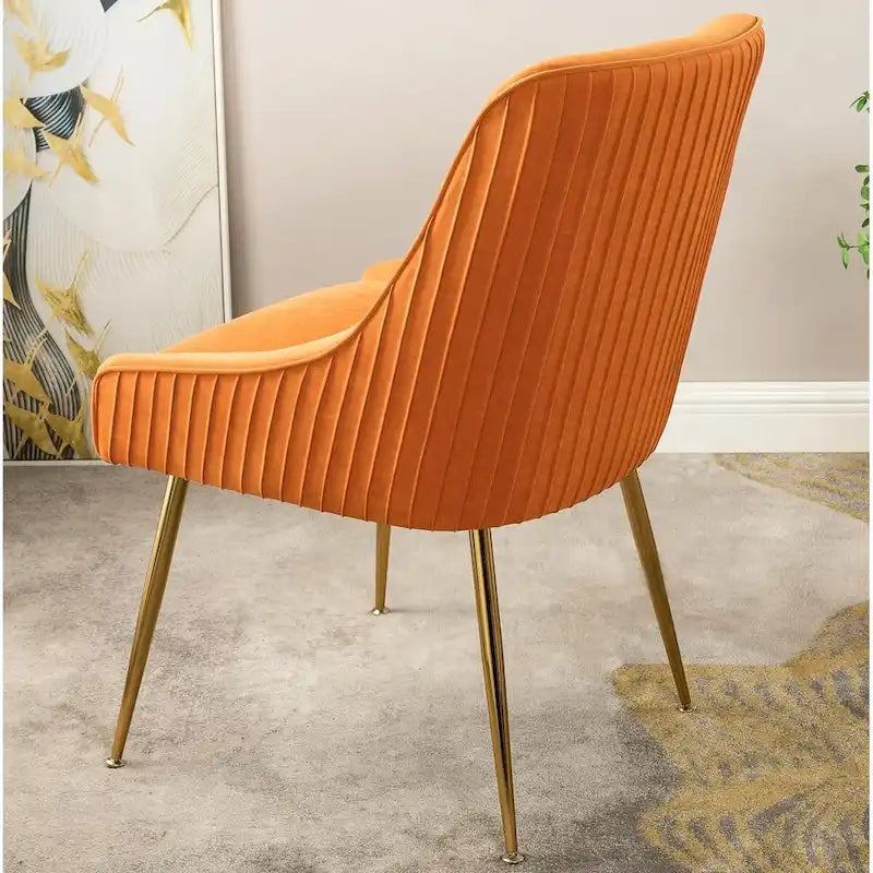 Luxury Velvet Chair with Elegant Scoop Back Design Gold Metal Legs and Soft Upholstery Comfortable Seating