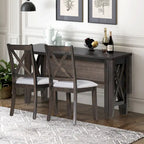 6-Piece Family Dining Room Set Solid Wood Space Saving Foldable Table and 4 Chairs with Bench for Dining Room
