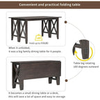 6-Piece Family Dining Room Set Solid Wood Space Saving Foldable Table and 4 Chairs with Bench for Dining Room