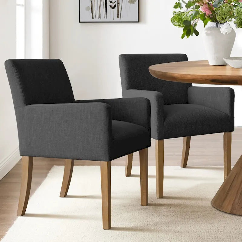 Linen Upholstered Armchair(Set of 2)