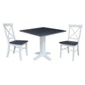 36  Solid Wood Square Dual Drop Leaf Dining Table with 2 Dining Chairs