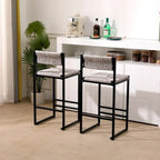 Bar Stools Set of 2 Paper Rope Weave Dining Chairs